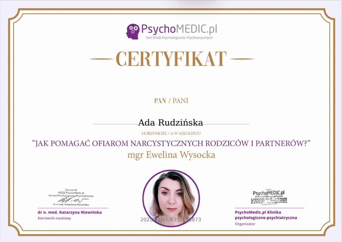ofiary narcyza certyfikat Ada Rudzińska.jpg